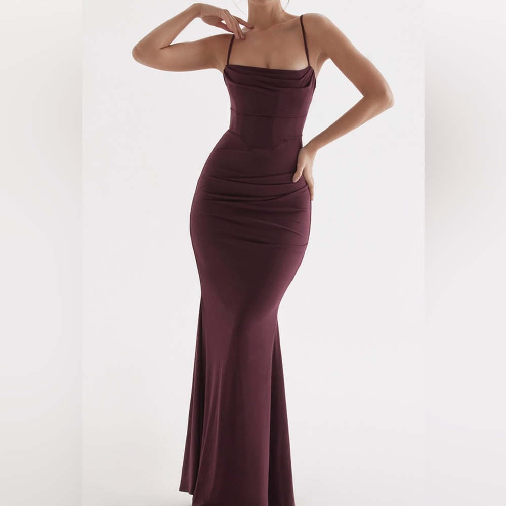 COPY - House of CB corset dress in dark cherry. Size XS, Worn once, perfect con…